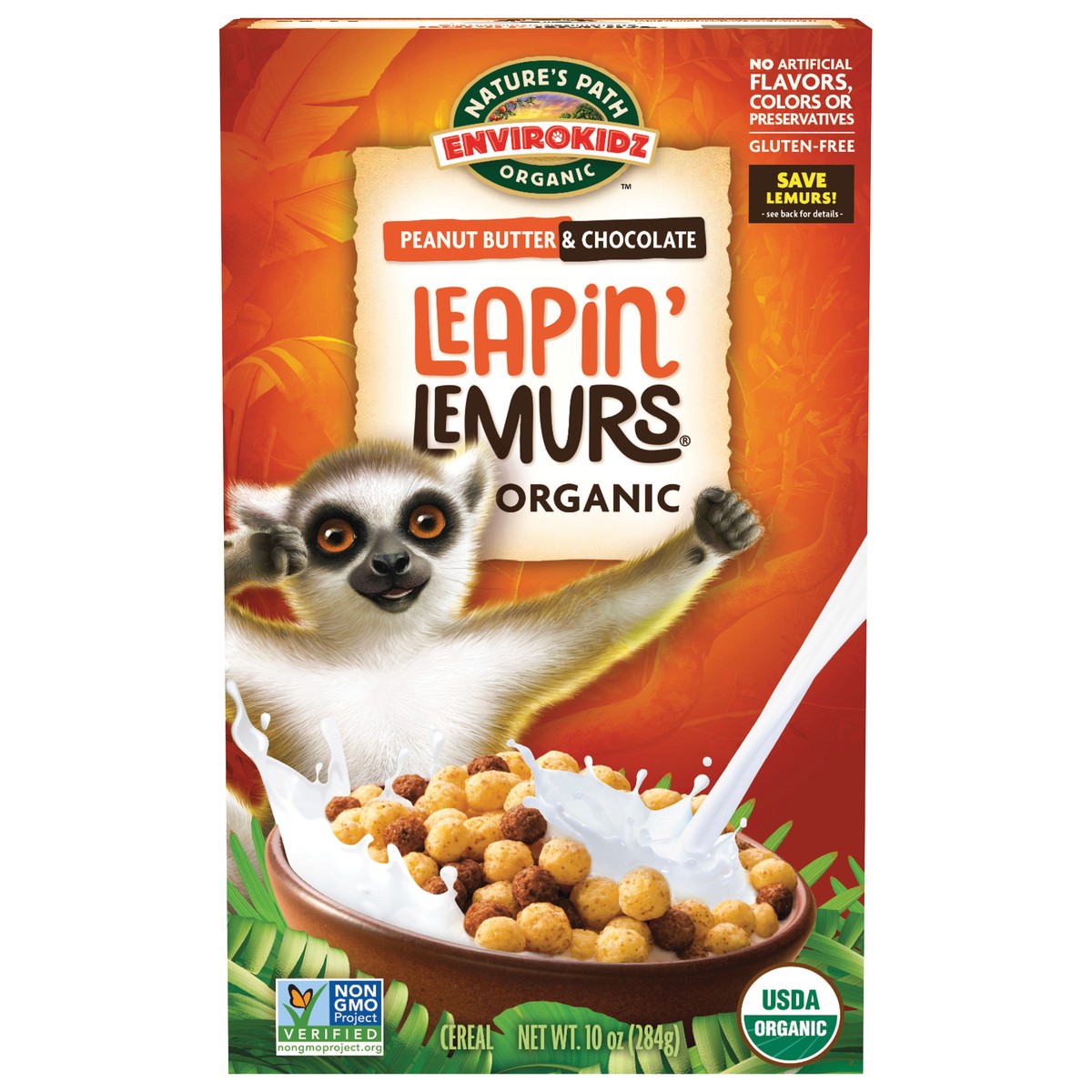 slide 1 of 4, EnviroKidz Nature's Path Organic Peanut Butter & Chocolate Leapin' Lemurs Breakfast Cereal, 