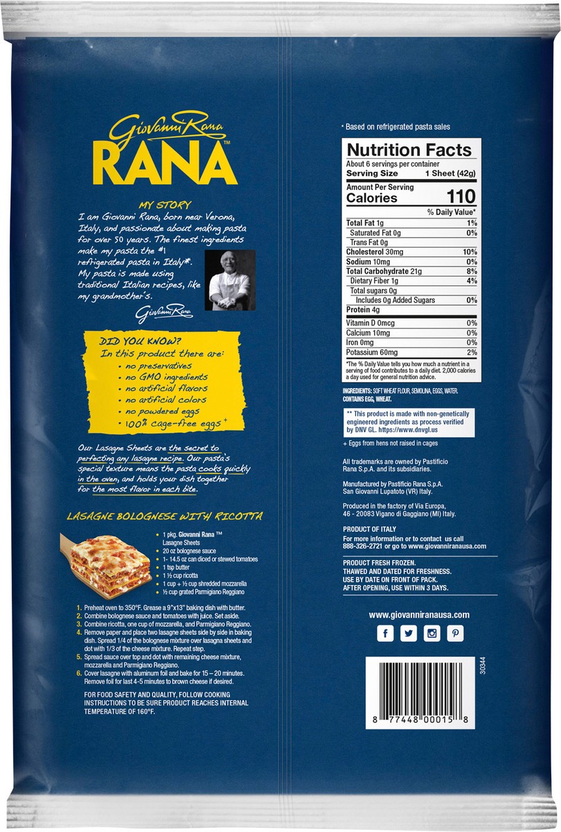 slide 5 of 9, Rana Lasagne Sheets Ready To Bake 6Ct, 8.8 oz