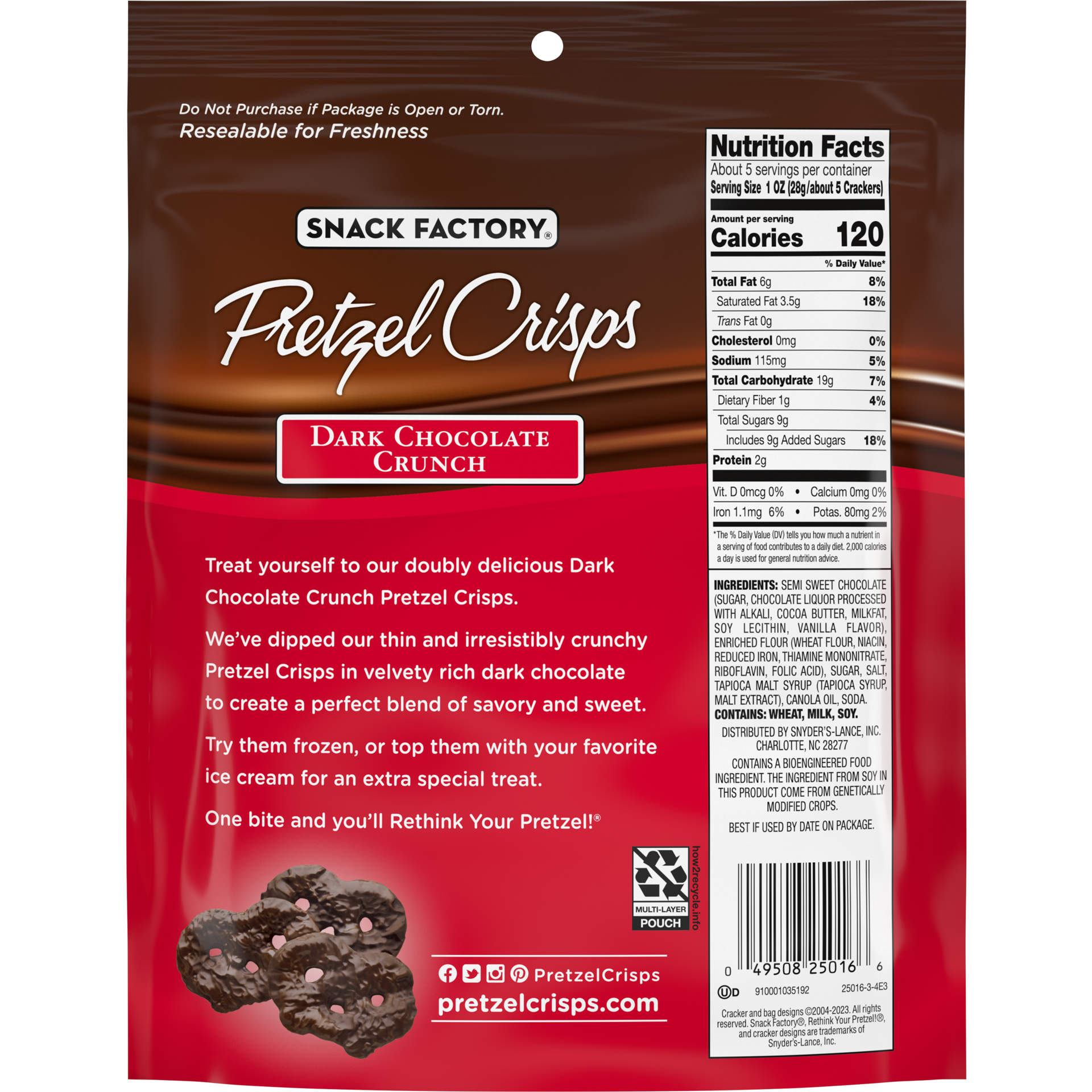 slide 2 of 5, Snack Factory Dark Chocolate Covered Pretzel Crisps, 5.5 oz