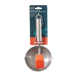FIRE & FEAST Fire& Feast Sauce Pot And Basting Brush Set, Red Brush