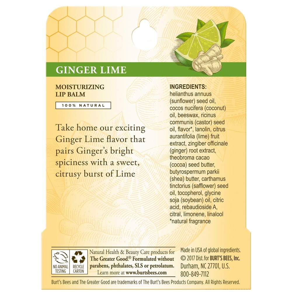 slide 2 of 5, Burt's Bees Lip Balm Ginger Lime, 15 oz