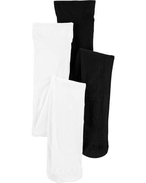 slide 1 of 1, Carter's Carters Kid 2-Pack Tights - Black/White 4-7, 1 ct