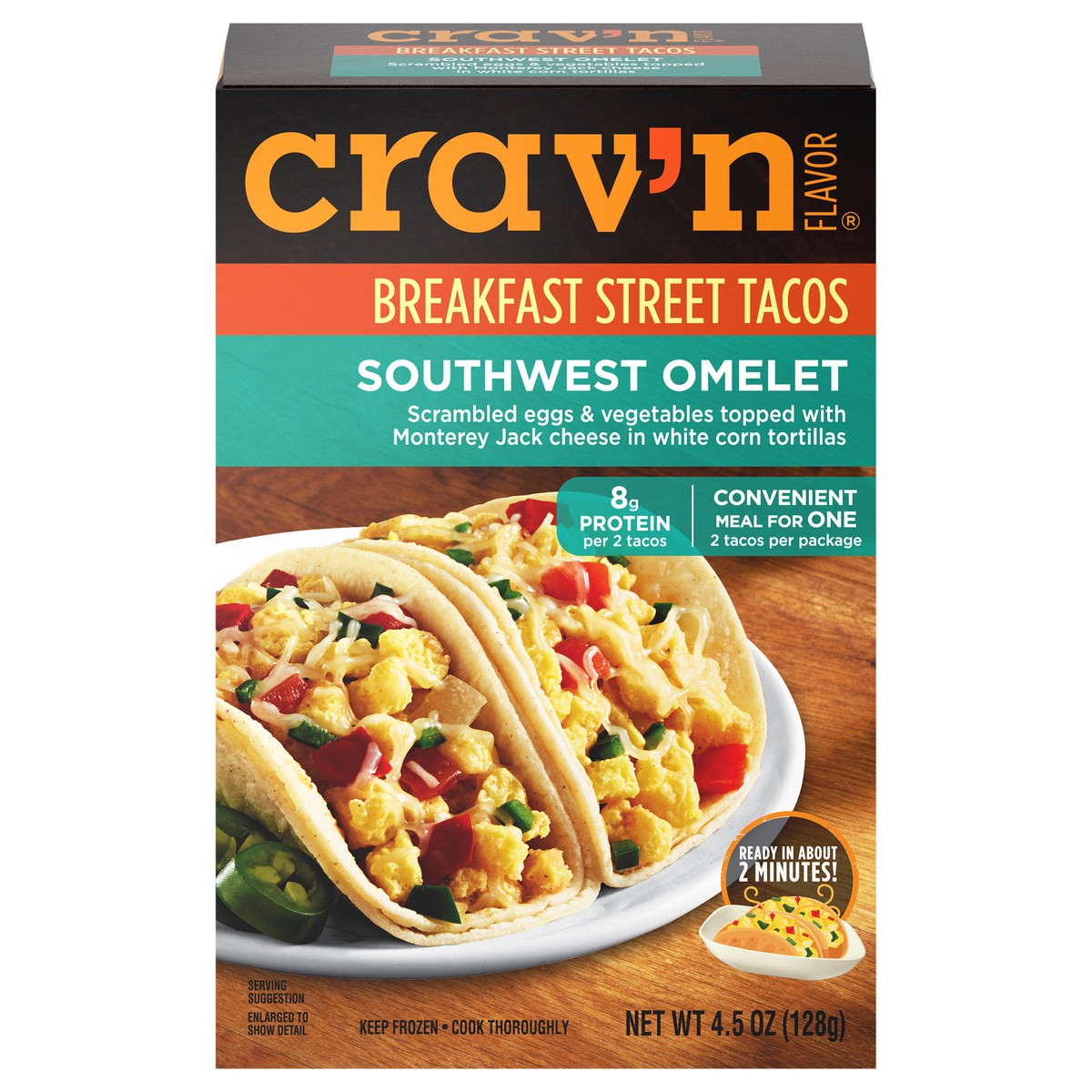 slide 2 of 4, Crav'n Flavor Southwest Omelet Breakfast Street Tacos 2 ea, 2 ct
