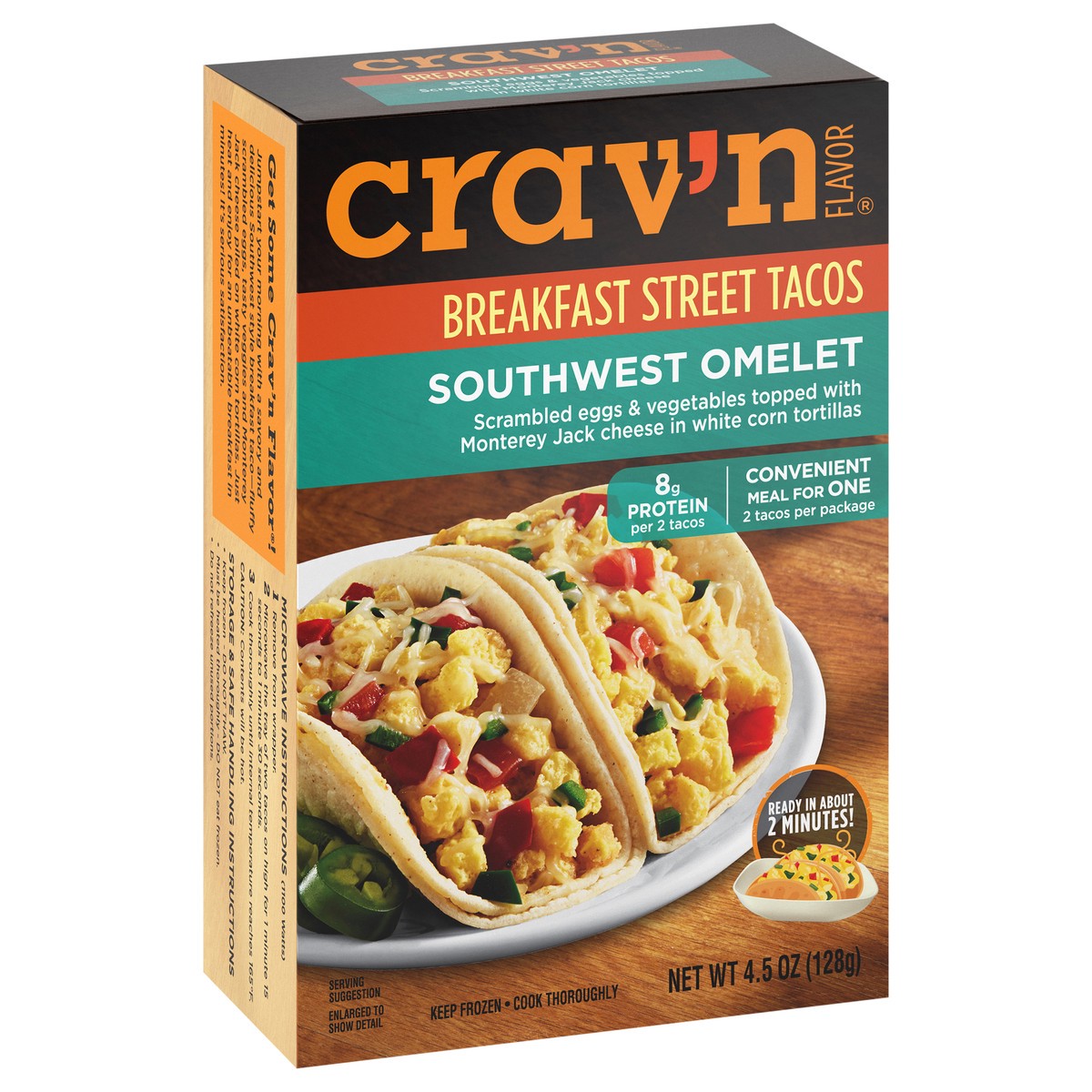 slide 3 of 4, Crav'n Flavor Southwest Omelet Breakfast Street Tacos 2 ea, 2 ct