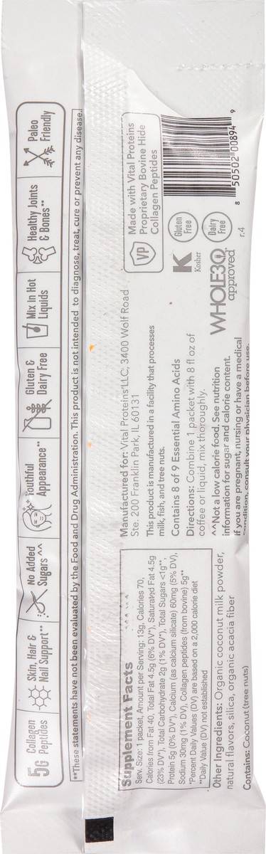 slide 7 of 13, Vital Proteins Vanilla Collagen Creamer Single Packet, 0.46 oz