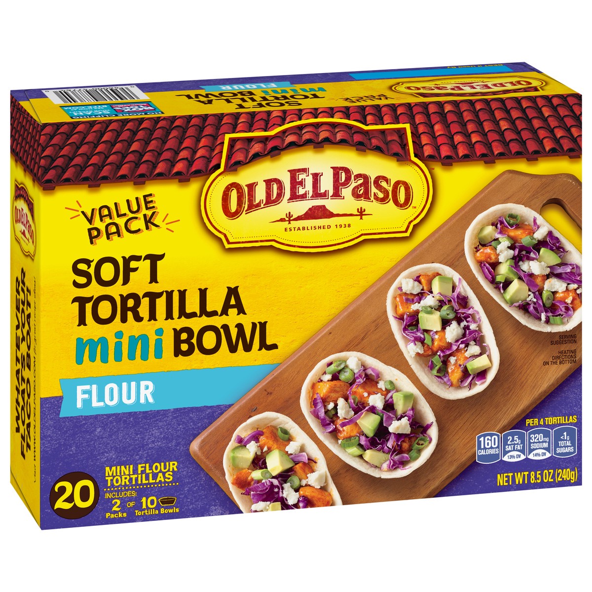 slide 2 of 9, Old El Paso Soft Flour Tortilla Mini Bowls, Value Pack, 20-count, 20 ct