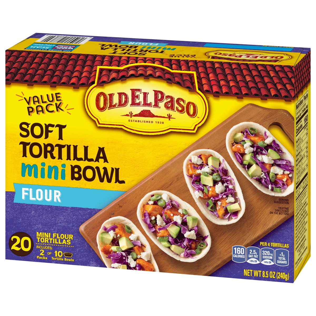 slide 3 of 9, Old El Paso Soft Flour Tortilla Mini Bowls, Value Pack, 20-count, 20 ct