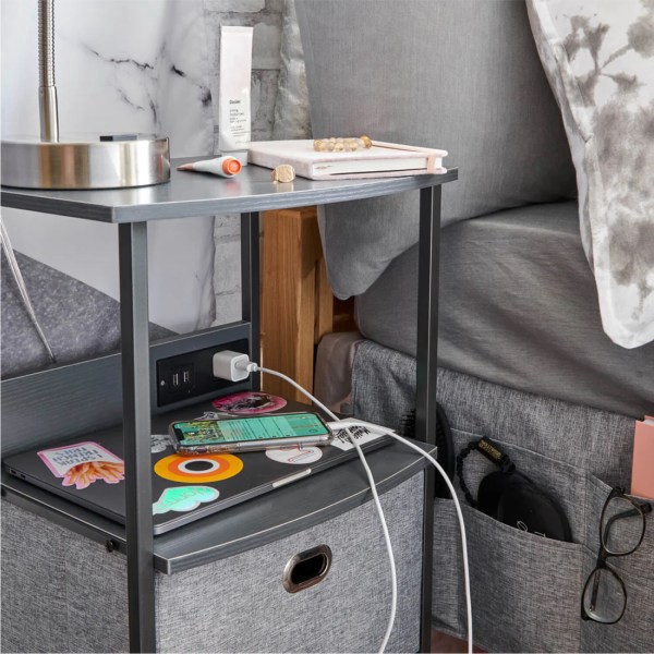 slide 4 of 4, Dormify Sutton Charging 3-Drawer Cart On Wheels, 39-7/16"" X 11-15/16"", Gray, 1 ct