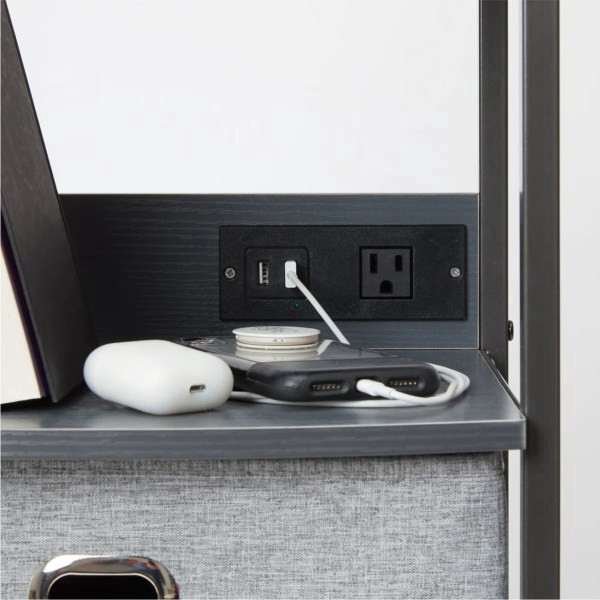 slide 2 of 4, Dormify Sutton Charging 3-Drawer Cart On Wheels, 39-7/16"" X 11-15/16"", Gray, 1 ct