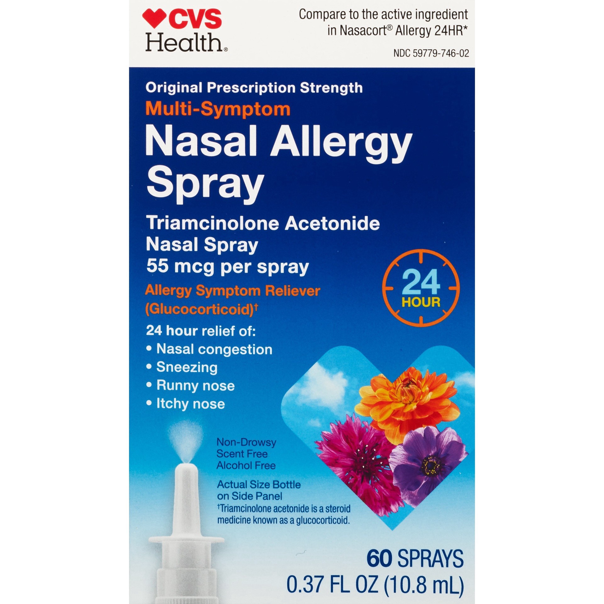 slide 1 of 1, Cvs Health 24Hr Multi-Symptom Nasal Allergy Spray, 60 Sprays, 1 ct
