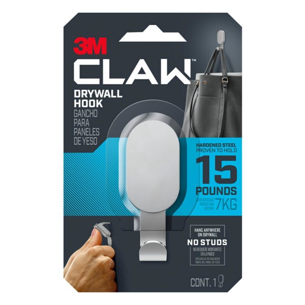 slide 9 of 10, Command 3M Claw Drywall Hooks, 15Lb, Black, 1 Claw, 1 Cover, 1 ct