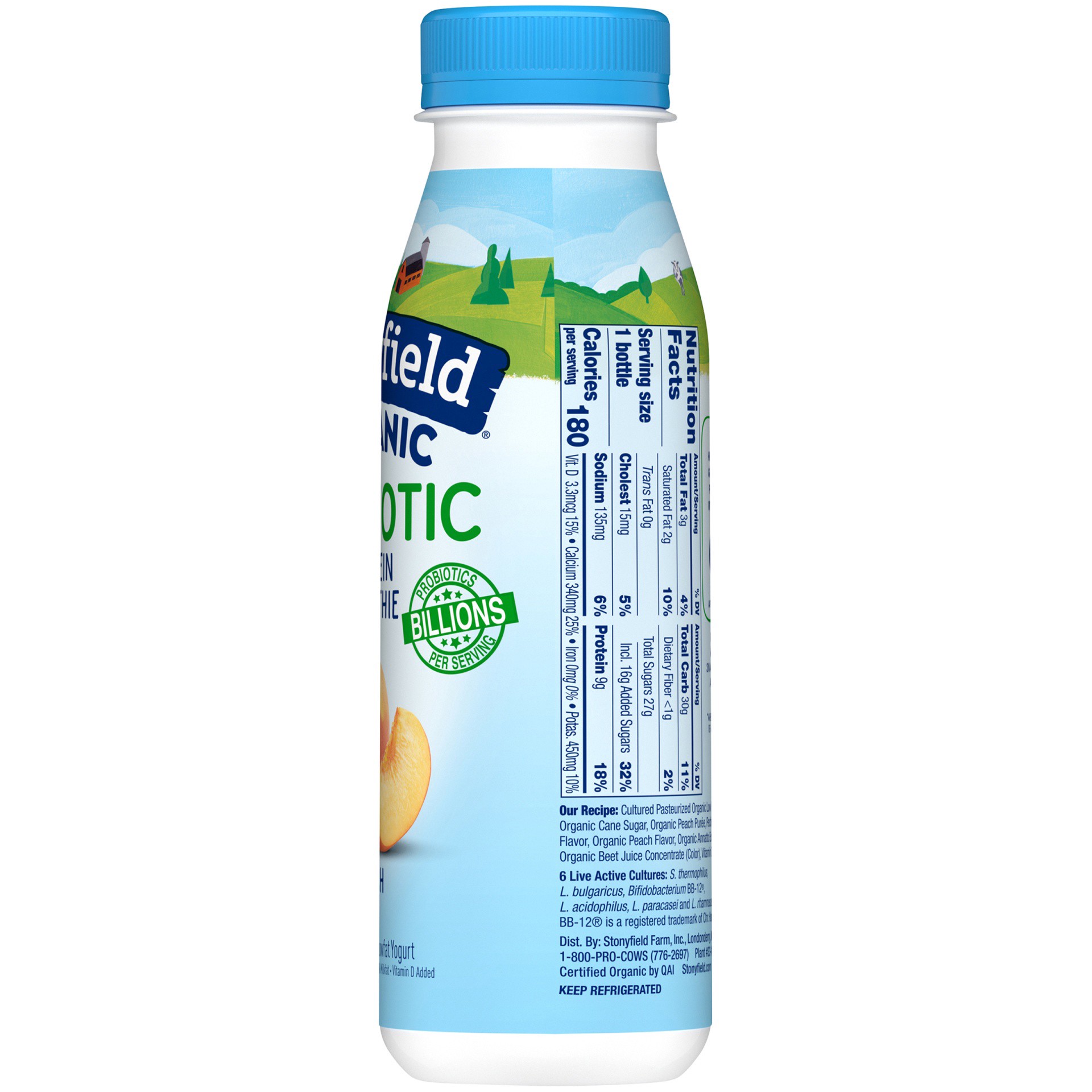 slide 6 of 6, Stonyfield Organic Probiotic Peach Smoothie 10 fl oz, 10 fl oz