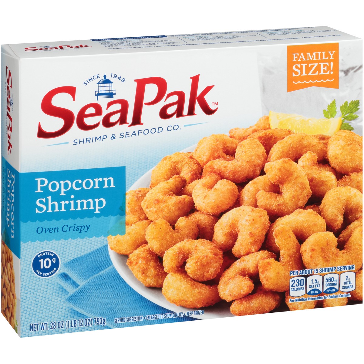 slide 2 of 9, SeaPak Shrimp & Seafood Co. Oven Crispy Popcorn Shrimp 28 oz. Box, 28 oz