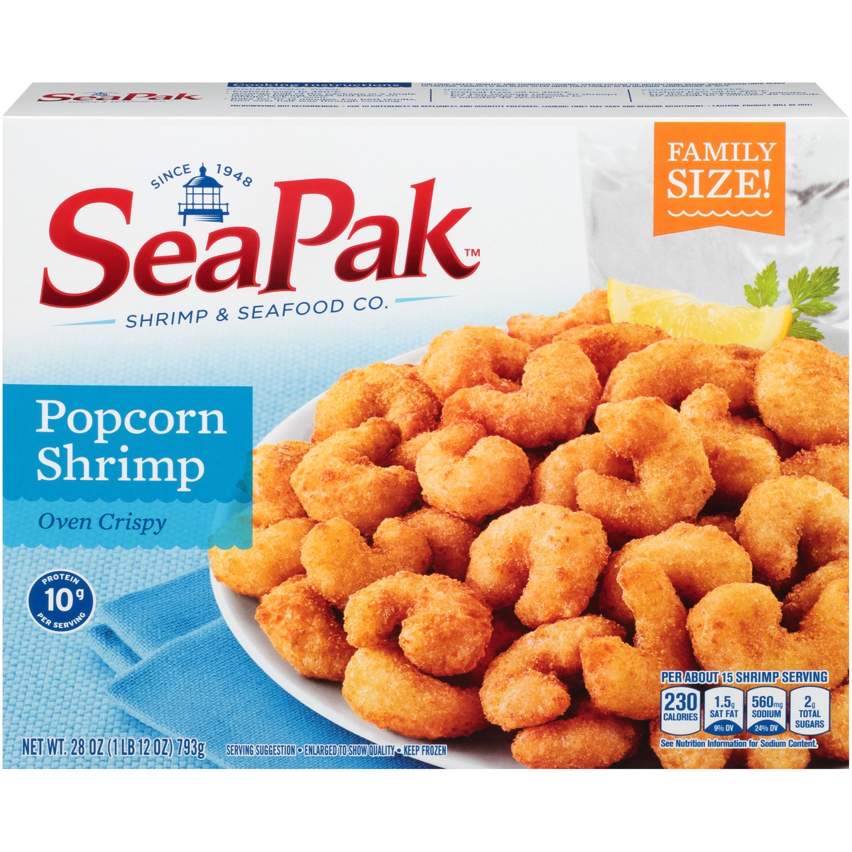 slide 1 of 9, SeaPak Shrimp & Seafood Co. Oven Crispy Popcorn Shrimp 28 oz. Box, 28 oz
