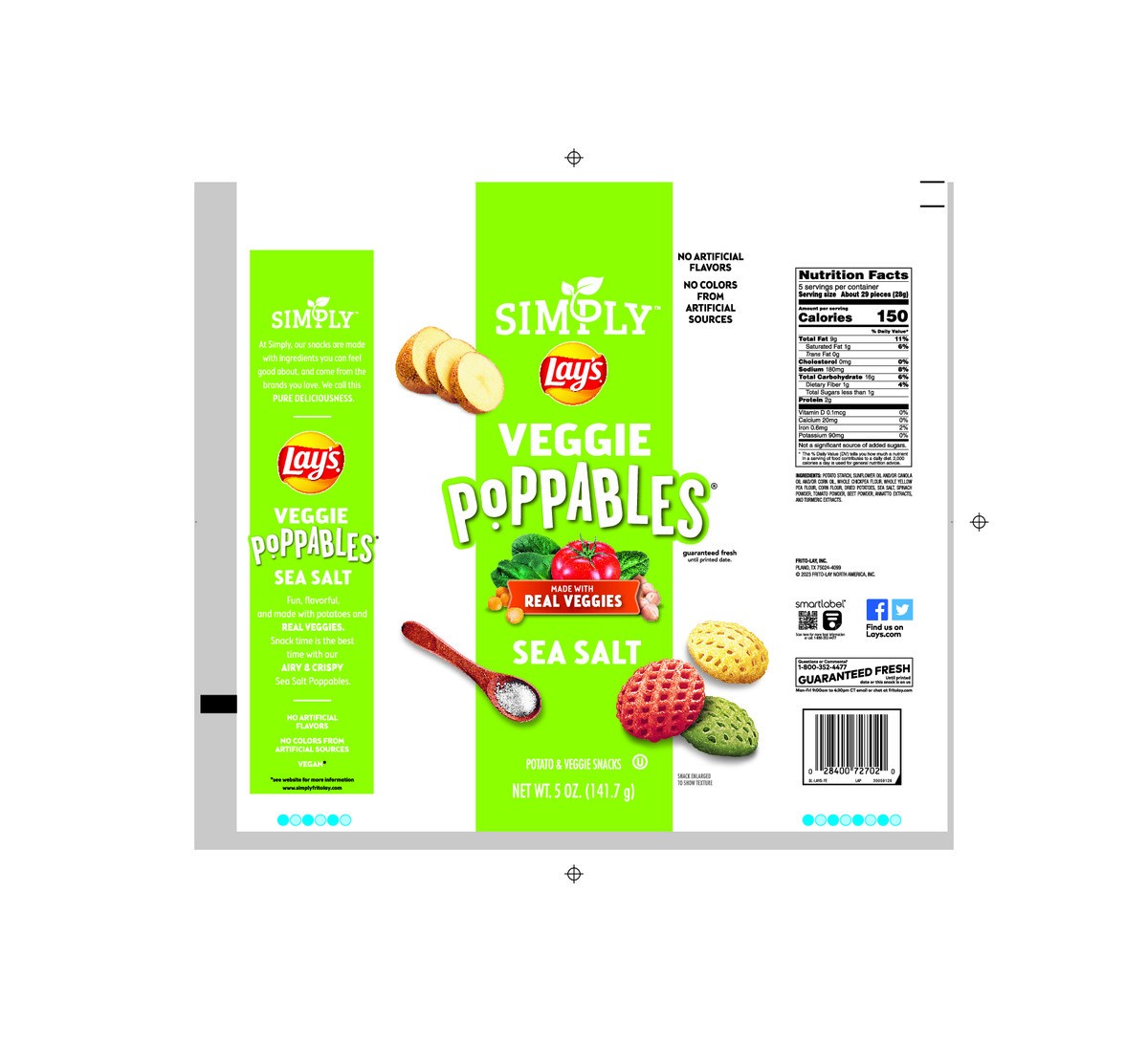 slide 6 of 9, Lay's Simply Poppables Potato & Veggie Snacks Sea Salt 5 Oz, 5 oz