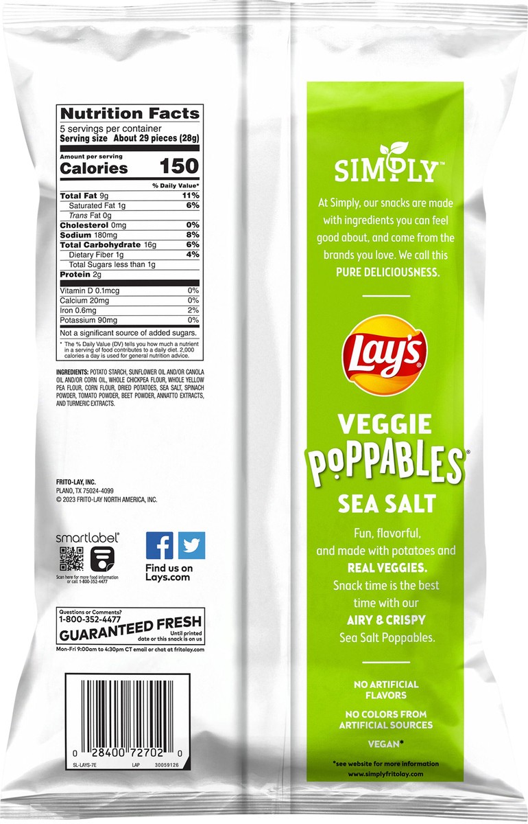 slide 9 of 9, Lay's Simply Poppables Potato & Veggie Snacks Sea Salt 5 Oz, 5 oz
