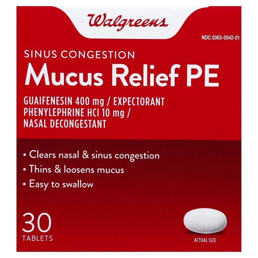 slide 1 of 5, Walgreens Mucus Relief Pe Sinus Congestion Tablets, 30 ct