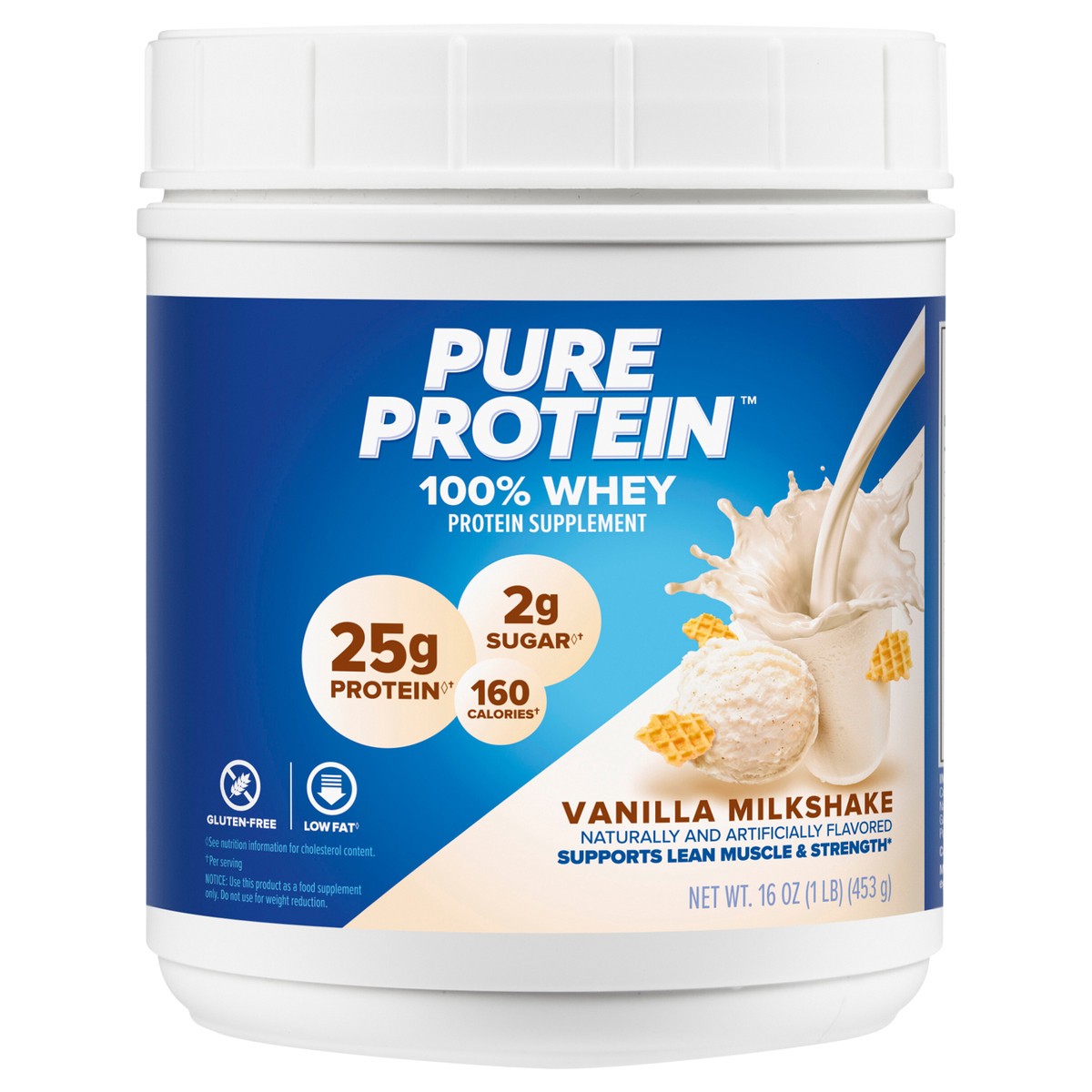 slide 4 of 11, Pure Protein 100% Whey Protein Powder, Vanilla Cream, 25g Protein, 1 Lb, 3 ct