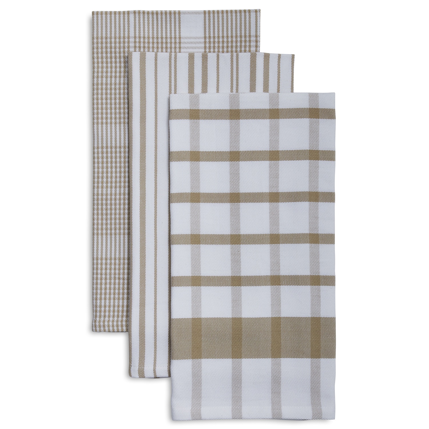 slide 1 of 1, Sur La Table Assorted Twill Kitchen Towels, Khaki, 3 ct; 28 in x 20 in