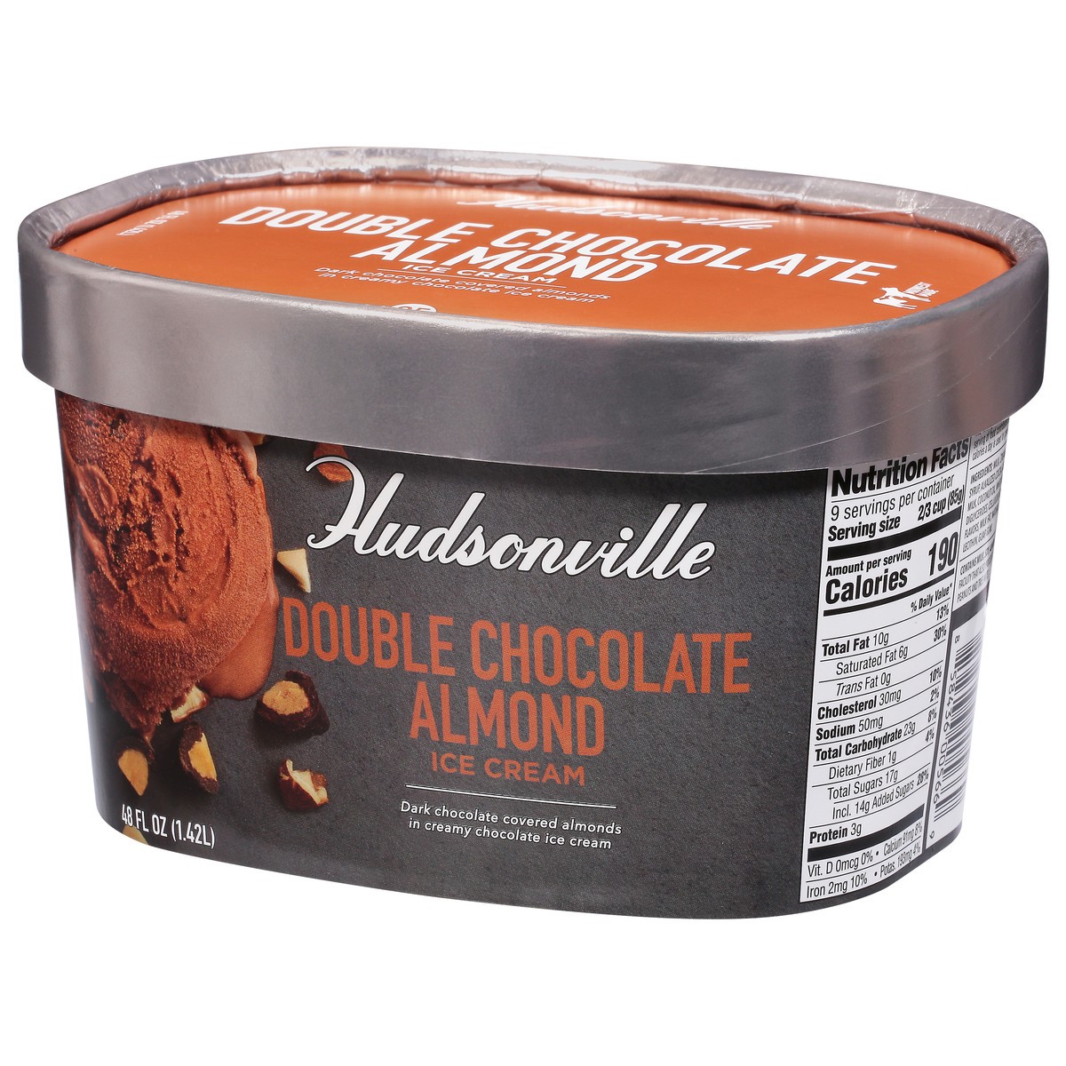 slide 2 of 9, Hudsonville Double Chocolate Almond Ice Cream 48 fl oz, 48 fl oz