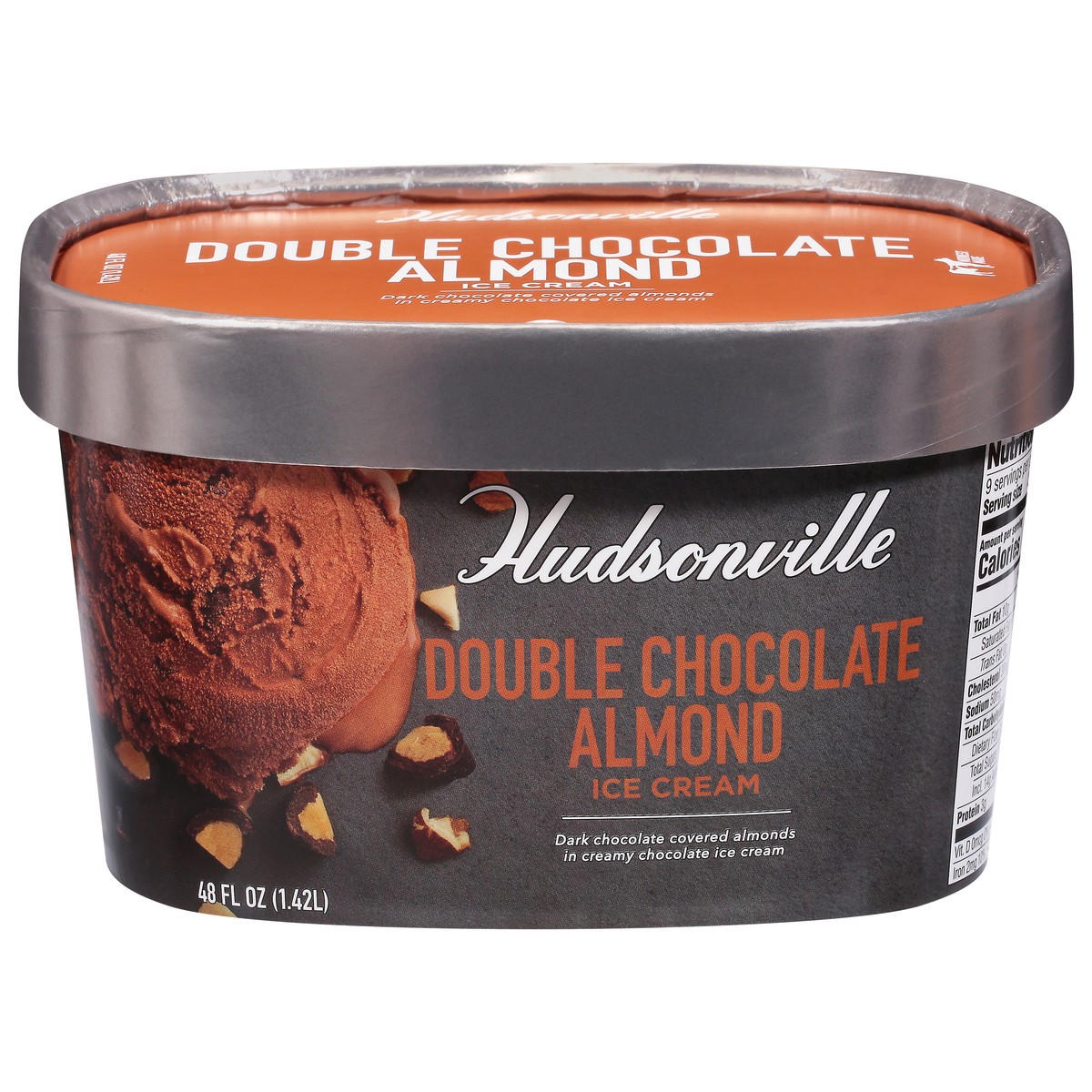 slide 1 of 9, Hudsonville Double Chocolate Almond Ice Cream 48 fl oz, 48 fl oz