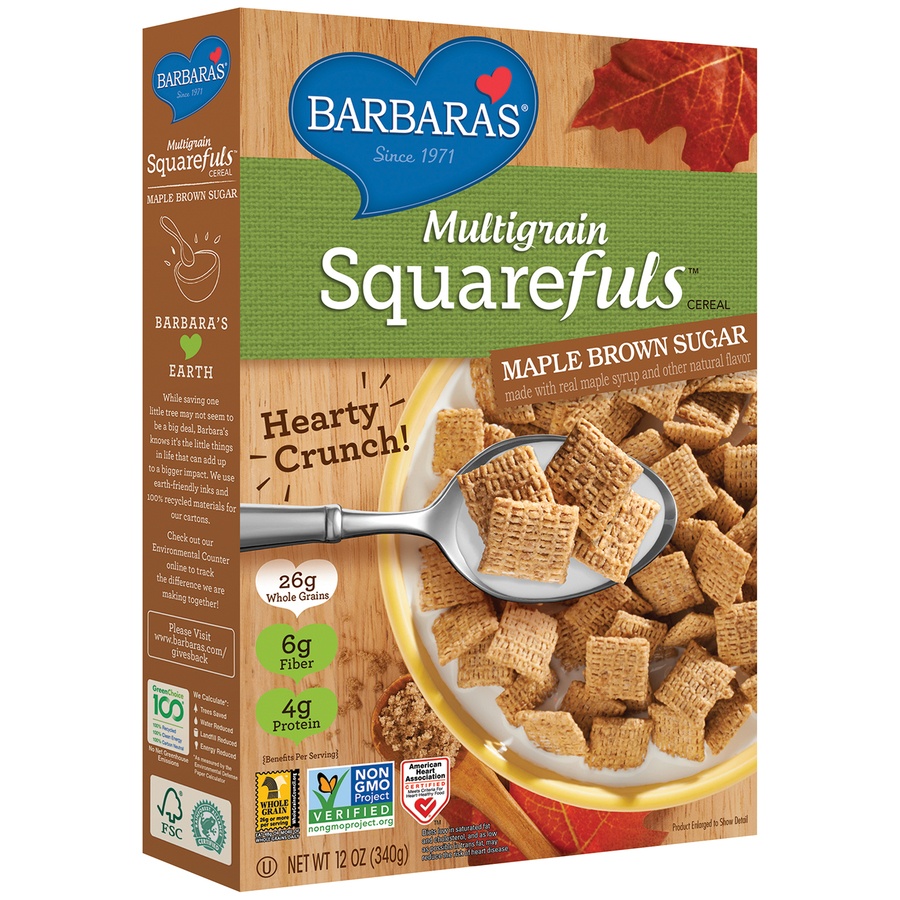 slide 2 of 8, Barbara's Multigrain Squarefuls Maple Brown Sugar Cereal, 12 oz