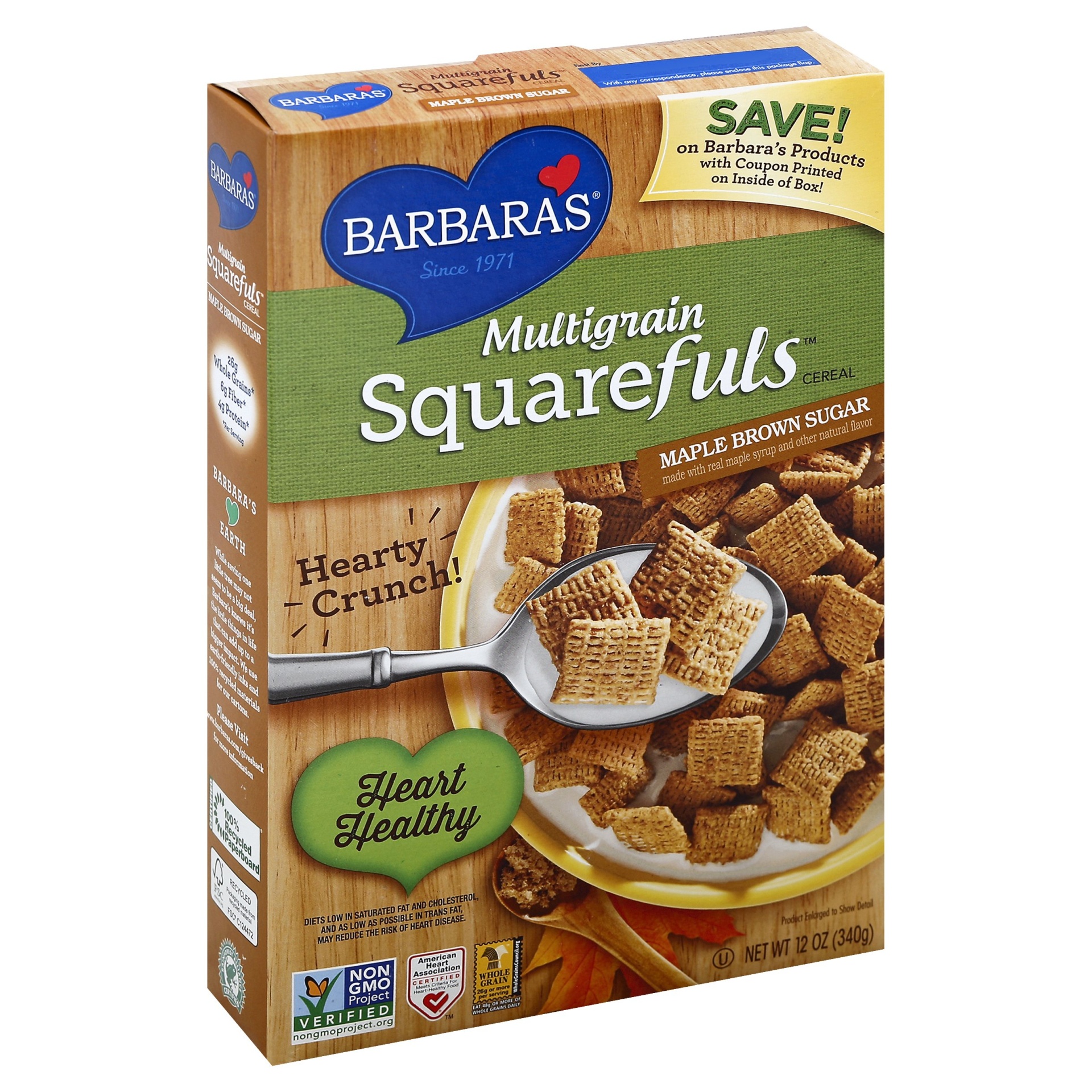 slide 1 of 8, Barbara's Multigrain Squarefuls Maple Brown Sugar Cereal, 12 oz