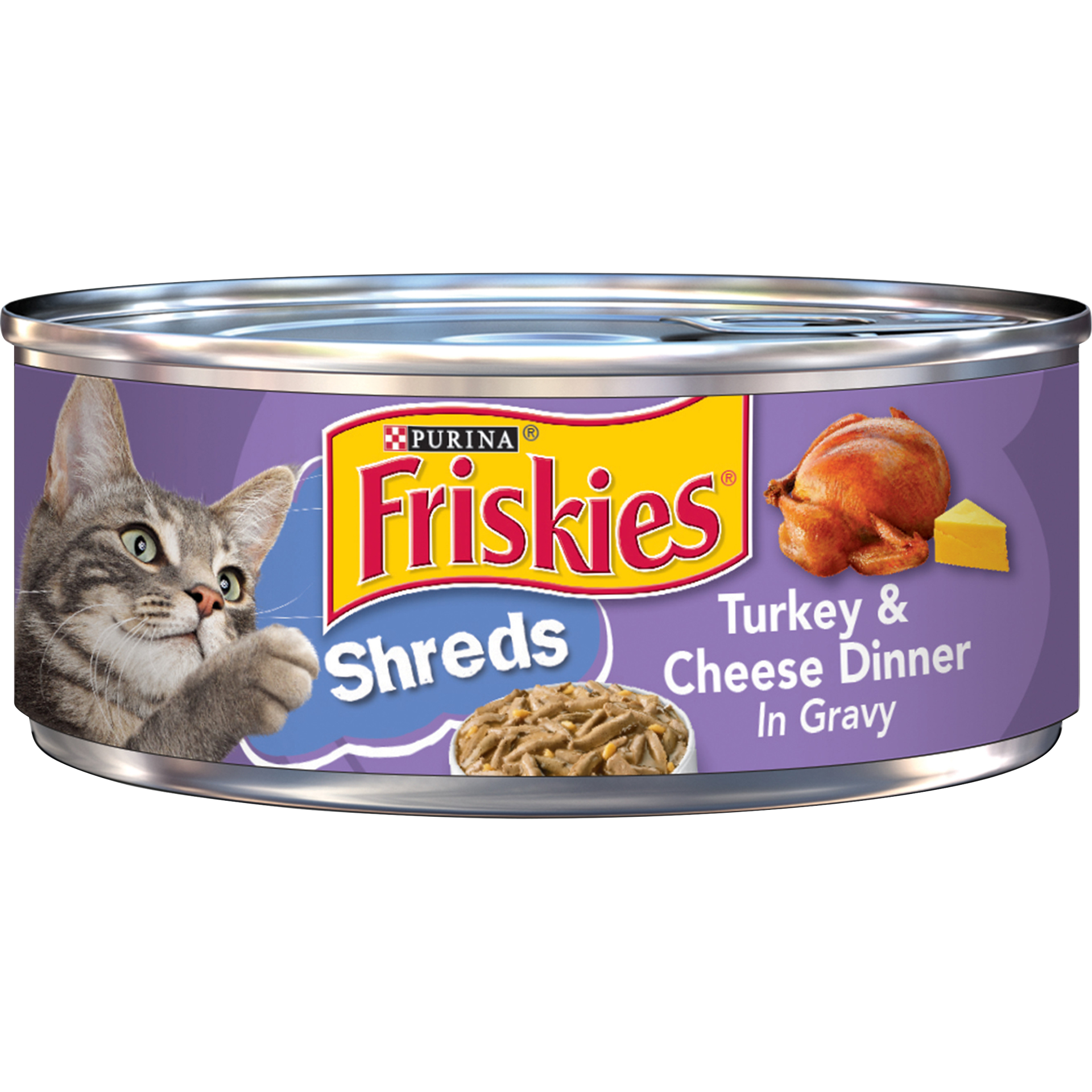 slide 1 of 7, Friskies Purina Friskies Gravy Wet Cat Food, Shreds Turkey & Cheese Dinner, 