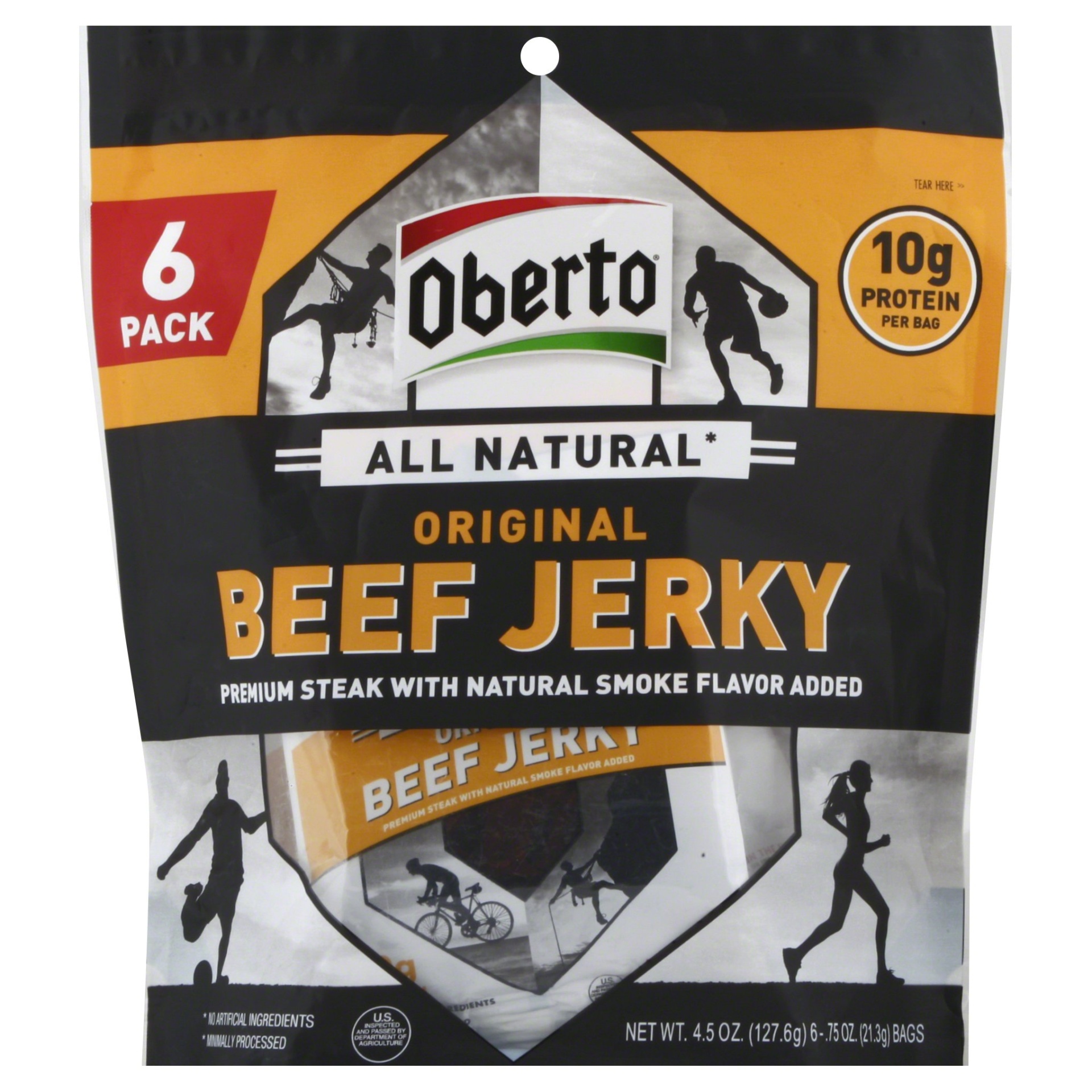 slide 1 of 1, Oberto All Natural Beef Jerky - Original, 6 ct; 0.75 oz