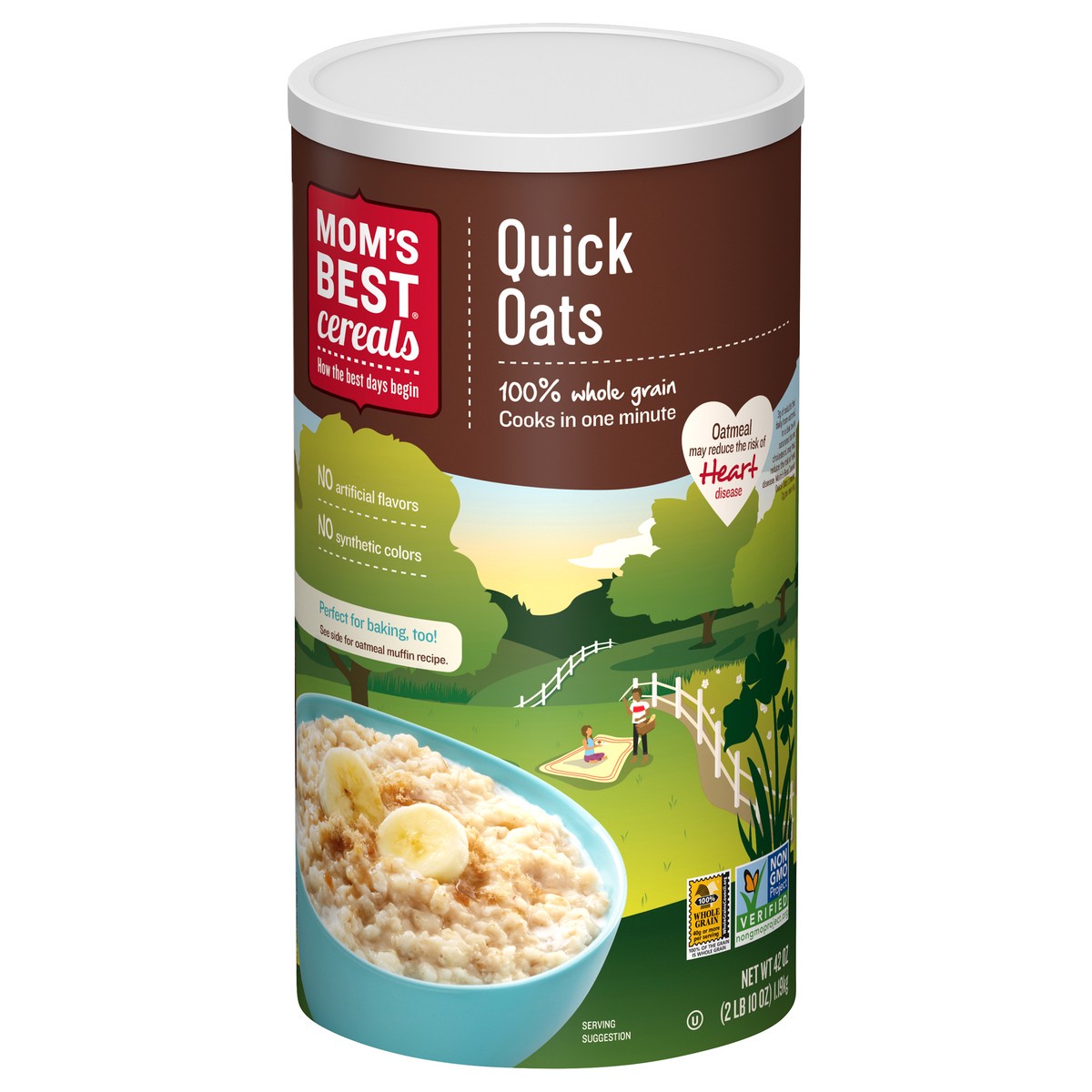 slide 5 of 13, MOM's Best Cereals Mom's Best Quick Oats, 42 OZ Canister, 42 oz