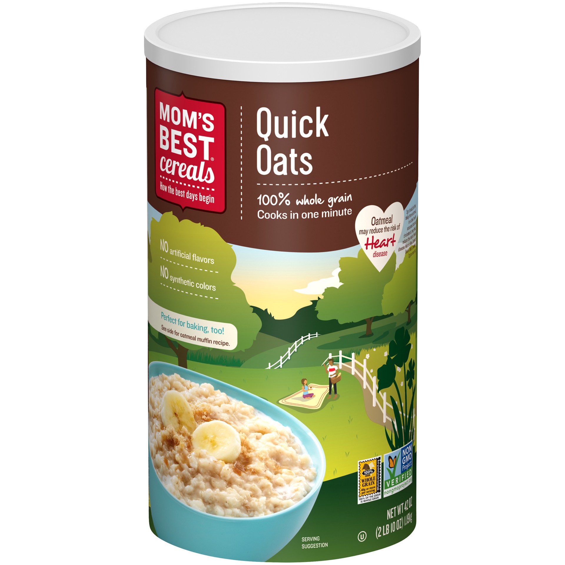 slide 1 of 13, MOM's Best Cereals Mom's Best Quick Oats, 42 OZ Canister, 42 oz