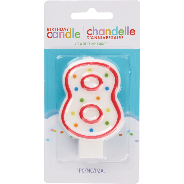 slide 1 of 1, AMSCAN Cndl Birthday Polka Dots #8, 1 ct