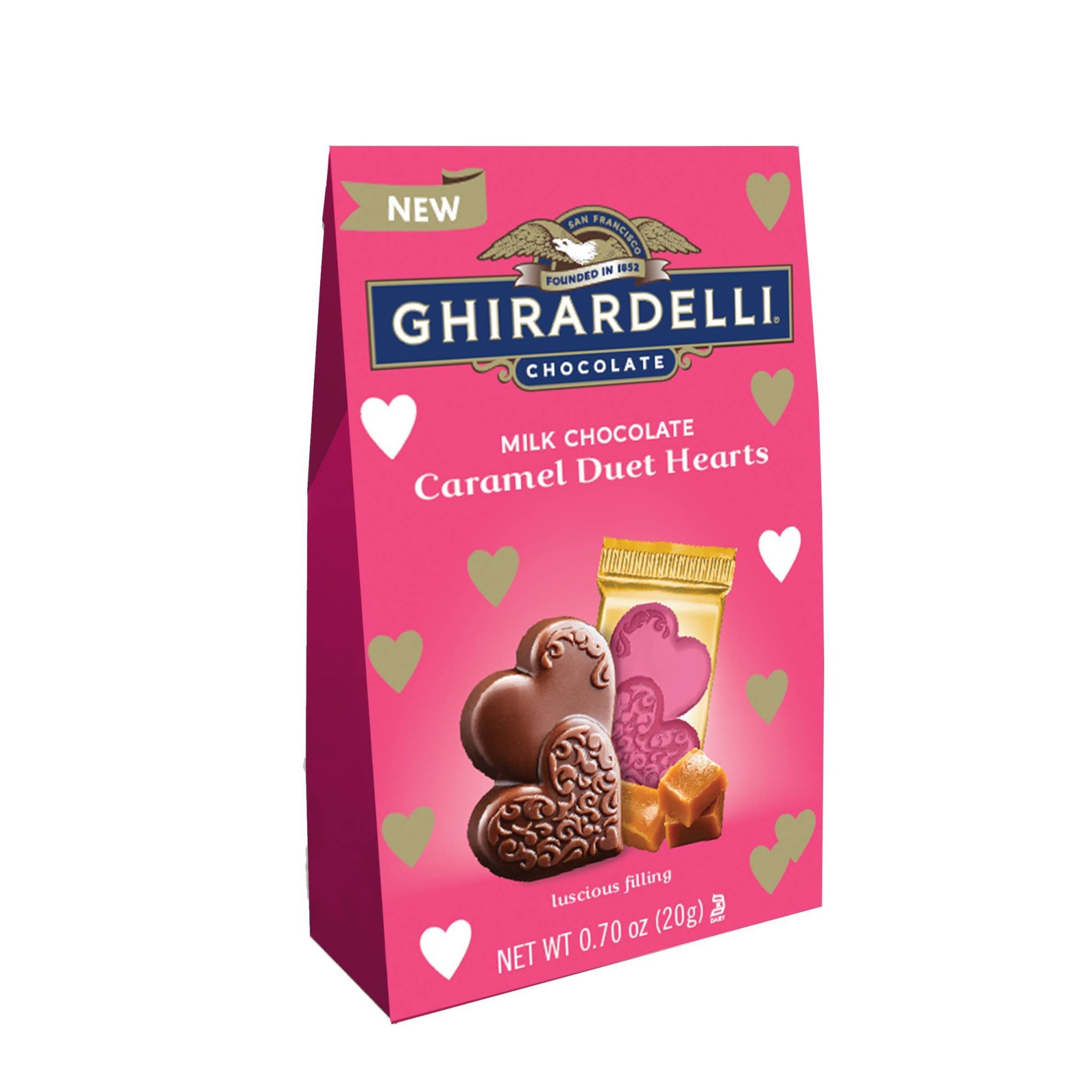 slide 1 of 1, Ghirardelli Valentines Day Milk Chocolate Caramel Duet Hearts Bag, 0.7 oz