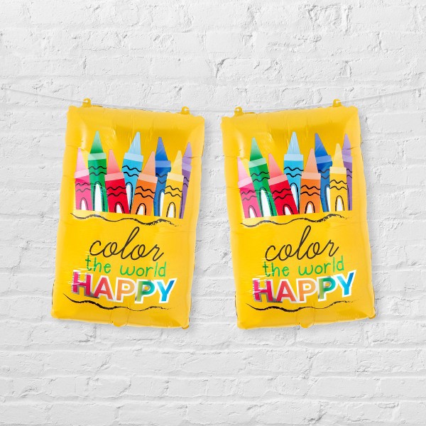 slide 3 of 3, Office Depot Back-To-School Foil Balloons, Crayons, 19"" X 13"", Pack Of 2 Balloons, 2 ct