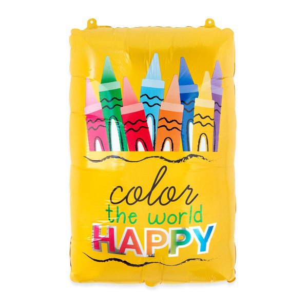 slide 2 of 3, Office Depot Back-To-School Foil Balloons, Crayons, 19"" X 13"", Pack Of 2 Balloons, 2 ct