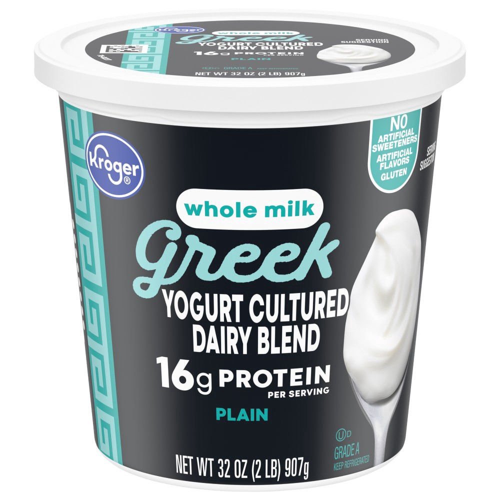 slide 2 of 4, Kroger Plain Whole Milk Greek Yogurt Tub, 32 oz