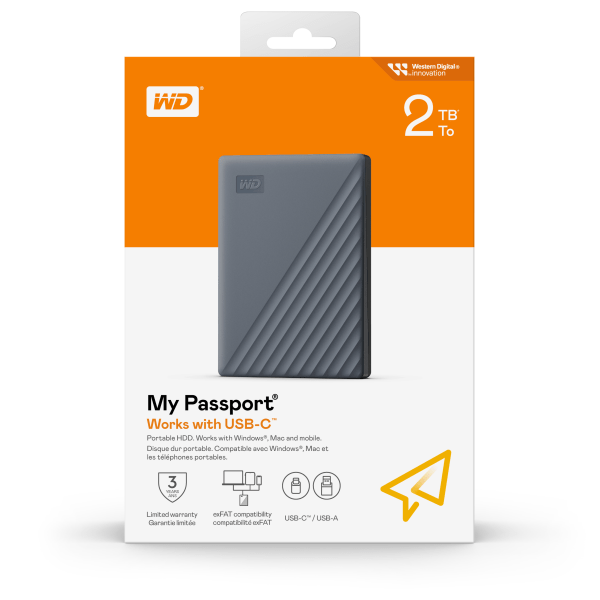 slide 10 of 10, Western Digital My Passport Portable Hard Drive, 2Tb, Silicon Gray, 1 ct