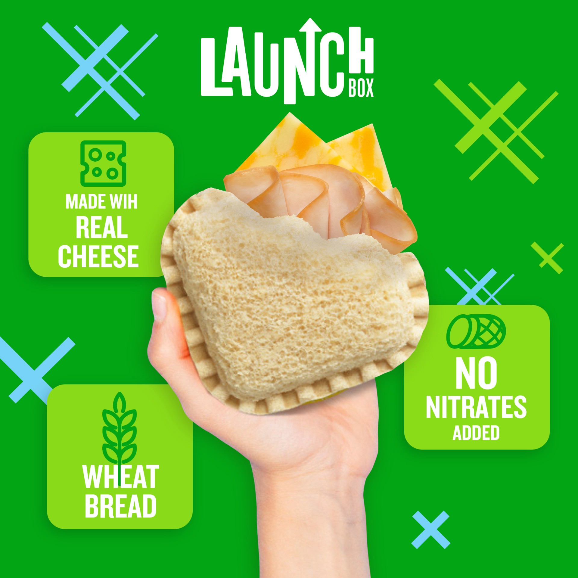 slide 2 of 13, LaunchBox Jumpin' Turkey & Colby Jack Cheese Frozen Sandwiches, 4 ct Box, 4 ct