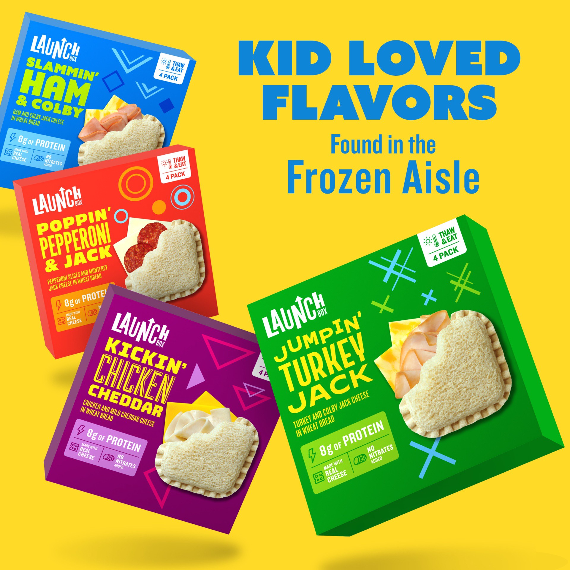 slide 9 of 13, LaunchBox Jumpin' Turkey & Colby Jack Cheese Frozen Sandwiches, 4 ct Box, 4 ct