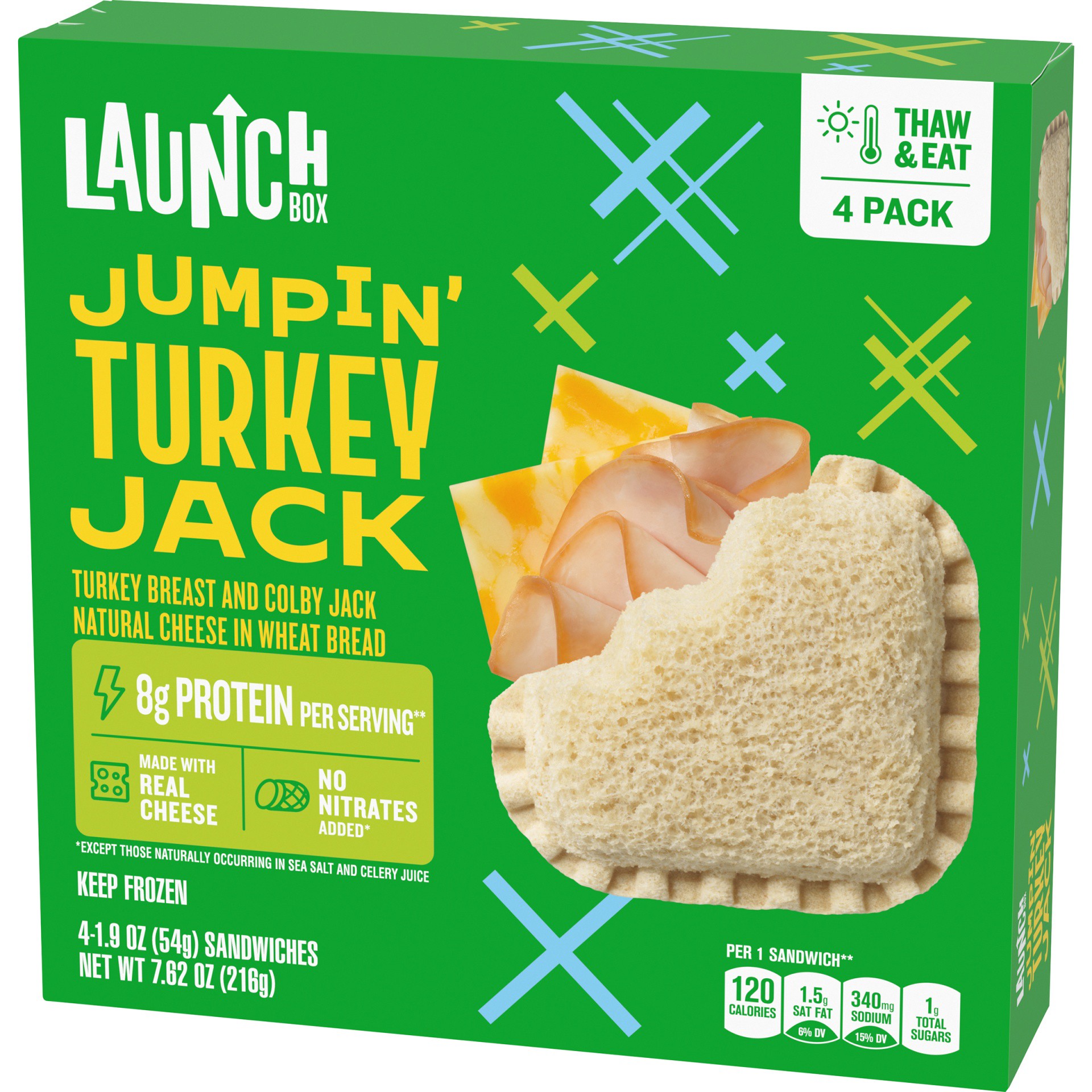 slide 11 of 13, LaunchBox Jumpin' Turkey & Colby Jack Cheese Frozen Sandwiches, 4 ct Box, 4 ct