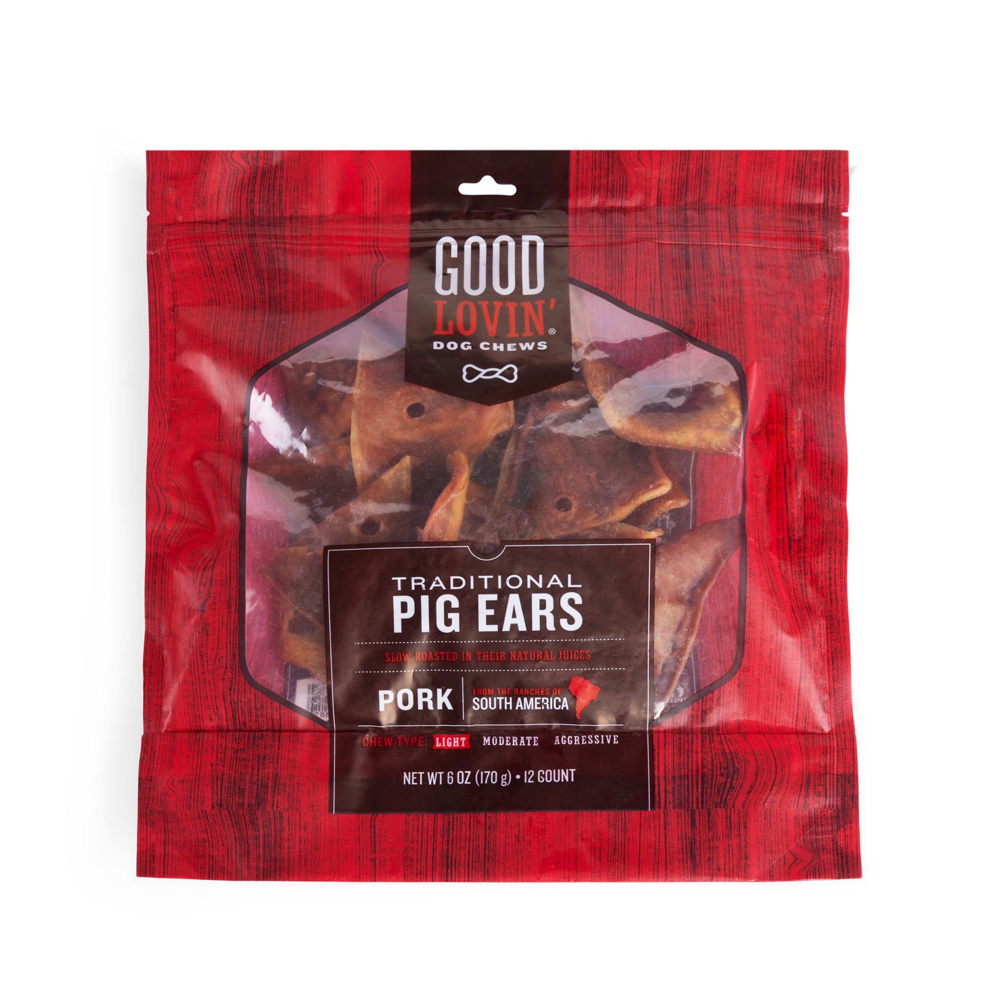 slide 1 of 1, Good Lovin' Traditional Pig Ear Dog Chews 6 oz. Count of 12, 1 ct