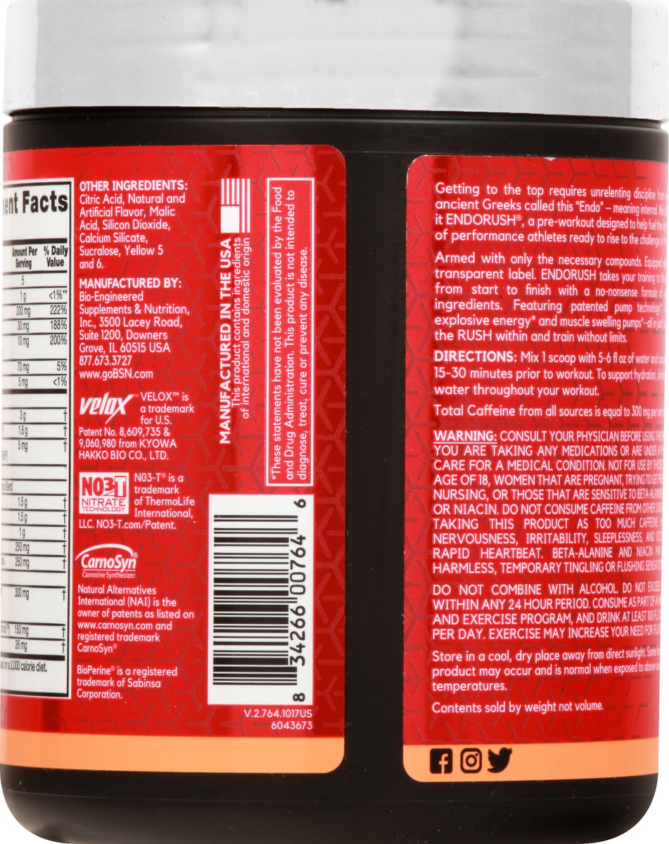 slide 10 of 12, BSN Endo Rush Island Cooler Pre-Workout 13.7 oz, 13.7 oz