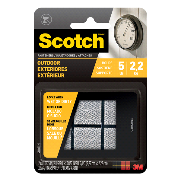 slide 1 of 1, Scotch Outdoor Fasteners, Grey, 5 lb Hold, 6 ct