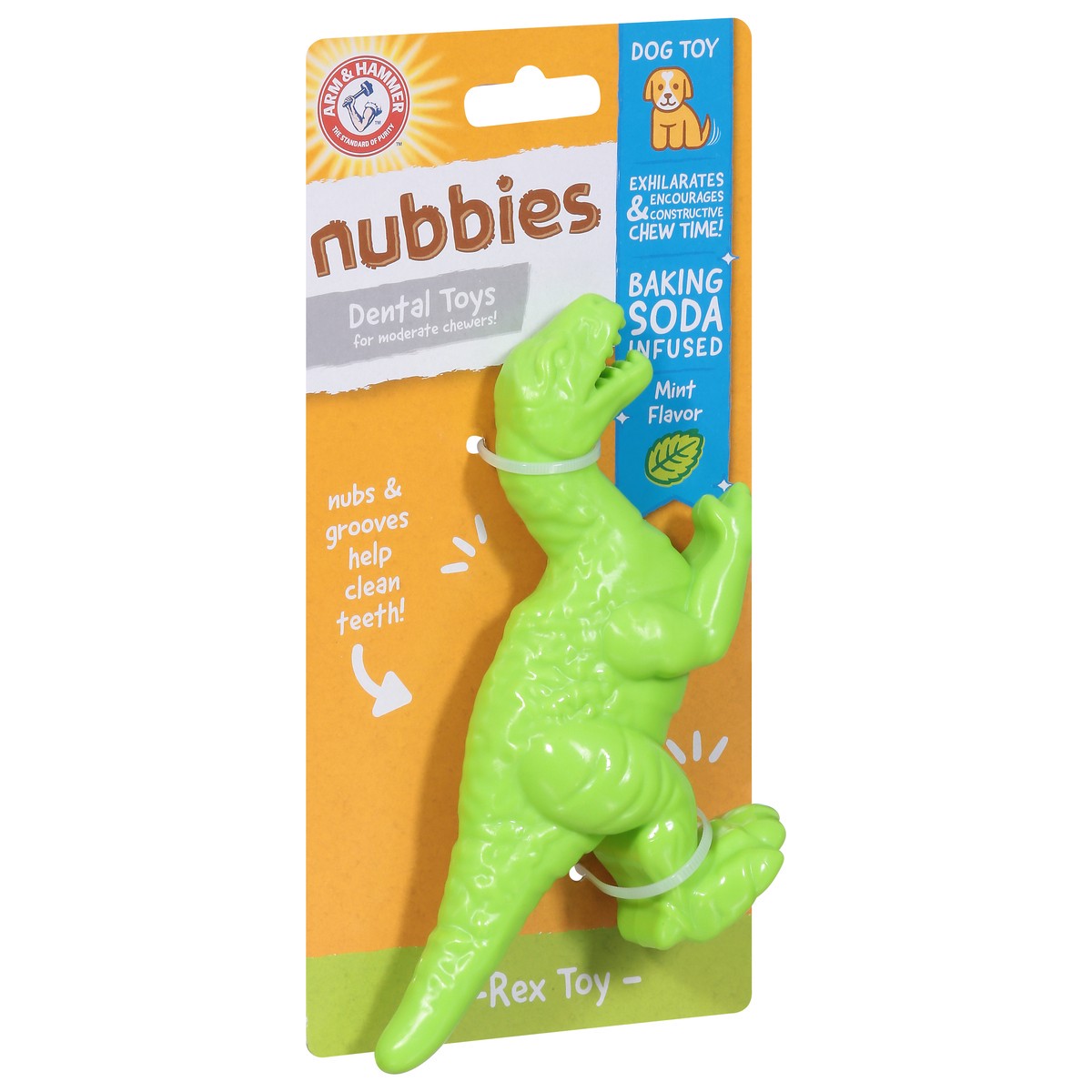 slide 2 of 9, Arm & Hammer Nubbies T-Rex Dental Toy for Dogs Mint Flavor, 1 ct