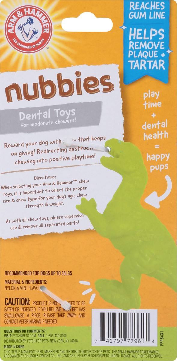 slide 5 of 9, Arm & Hammer Nubbies T-Rex Dental Toy for Dogs Mint Flavor, 1 ct