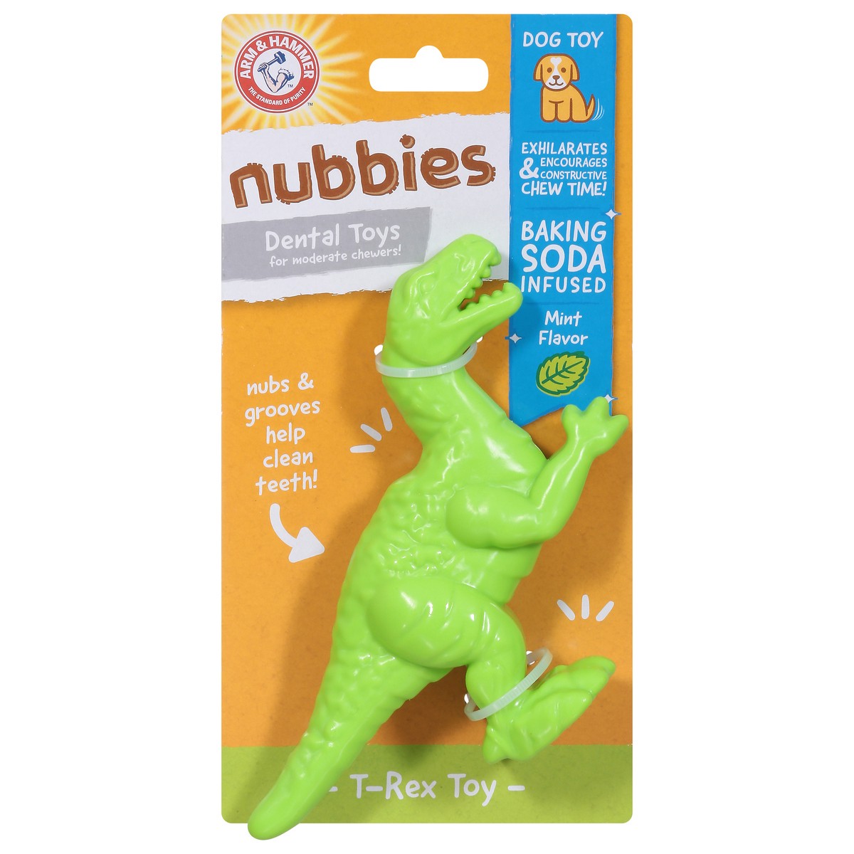 slide 1 of 9, Arm & Hammer Nubbies T-Rex Dental Toy for Dogs Mint Flavor, 1 ct