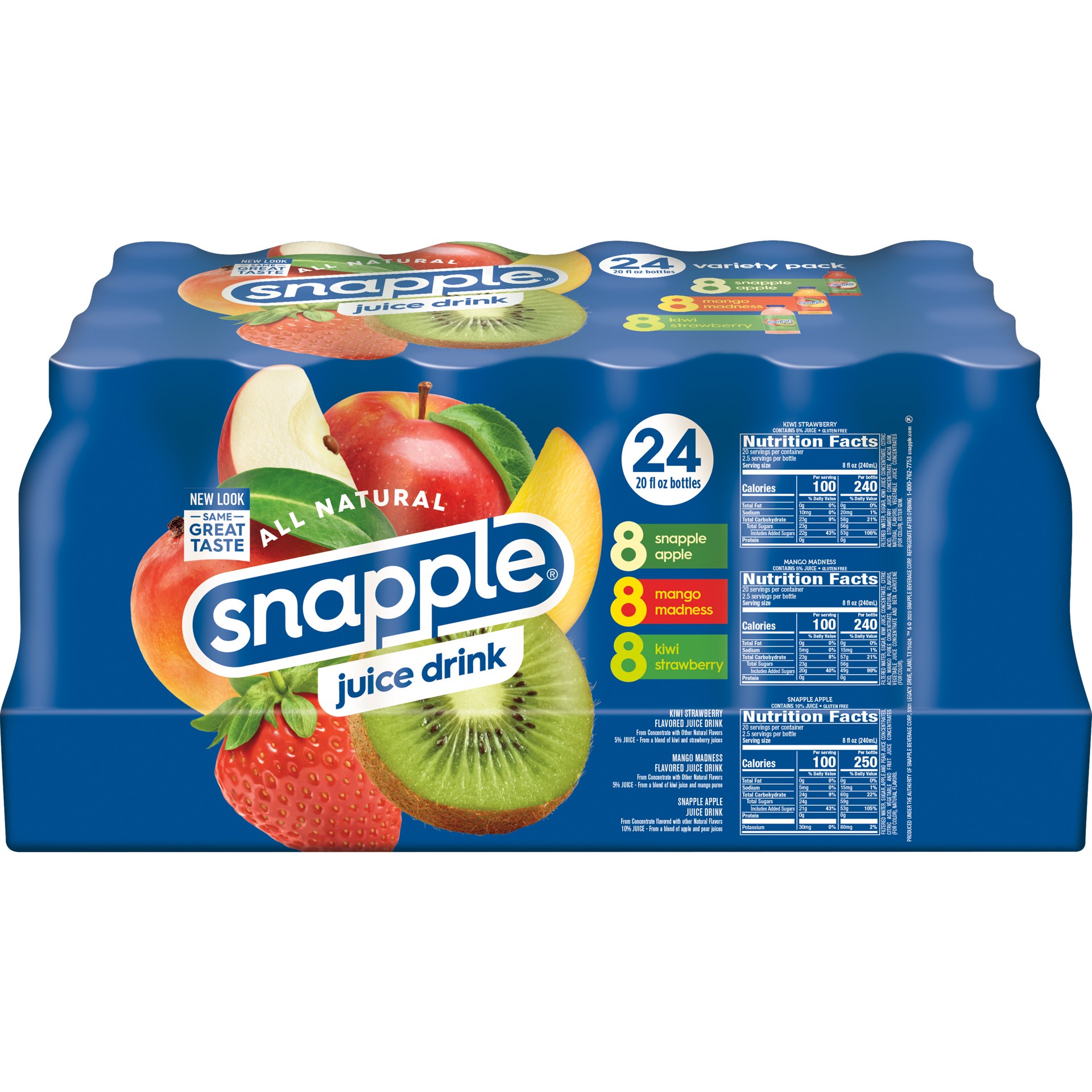 slide 4 of 5, Snapple Juice Drink Variety Pack, 20 fl oz bottles, 24 pack, 24 ct