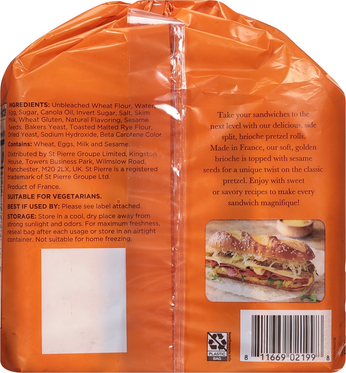 slide 12 of 14, St Pierre 6 Brioche Pretzel Rolls, 6 ct