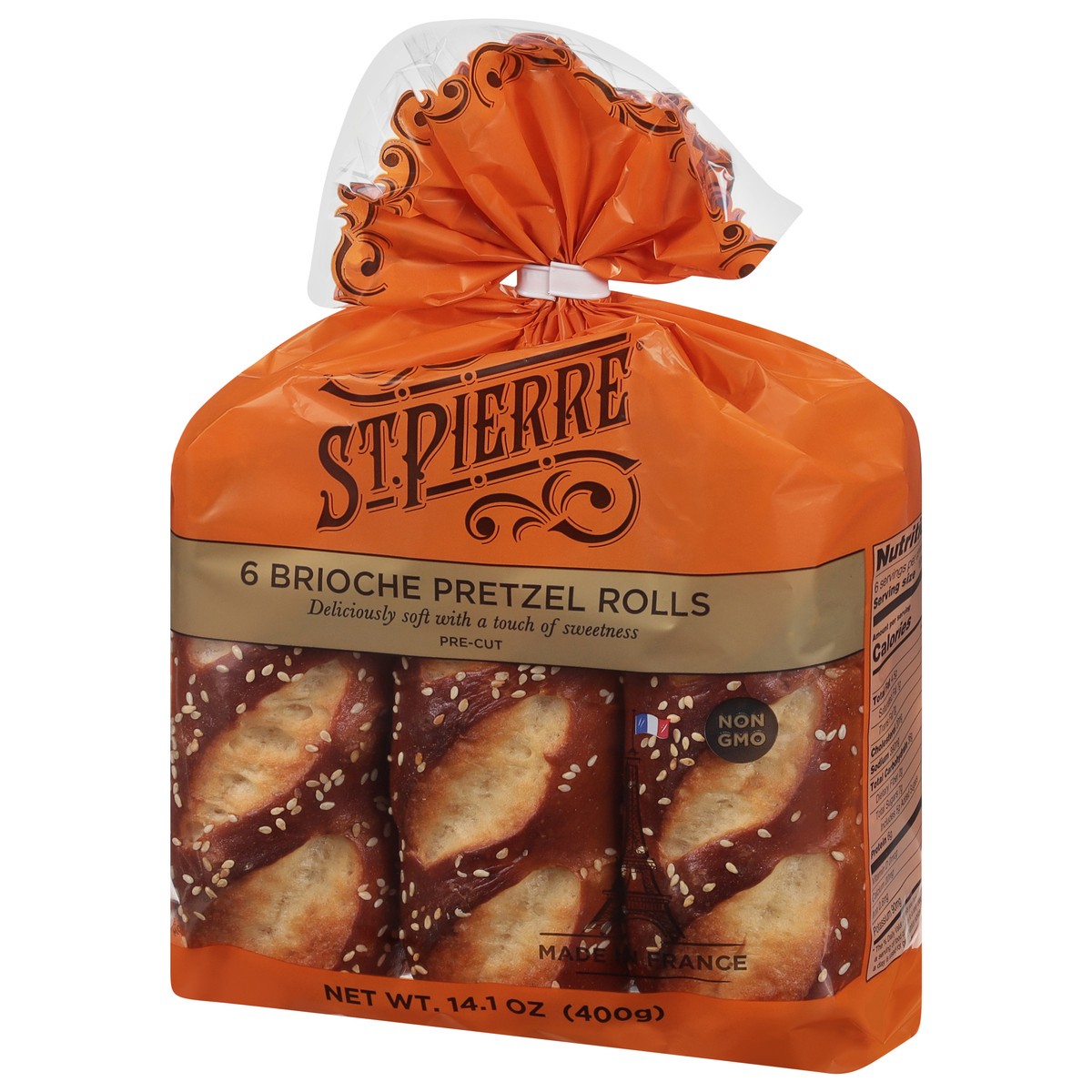 slide 13 of 14, St Pierre 6 Brioche Pretzel Rolls, 6 ct
