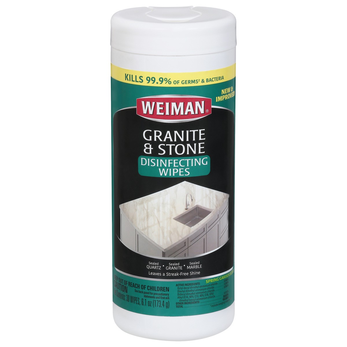 slide 1 of 9, Weiman Granite & Stone Spring Garden Scent Disinfecting Wipes 30 ea, 30 ct